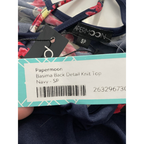 PaperMoon Petite Basins Cross back Navy Floral Swing Tank New With Tags Sz Small - Picture 5 of 9